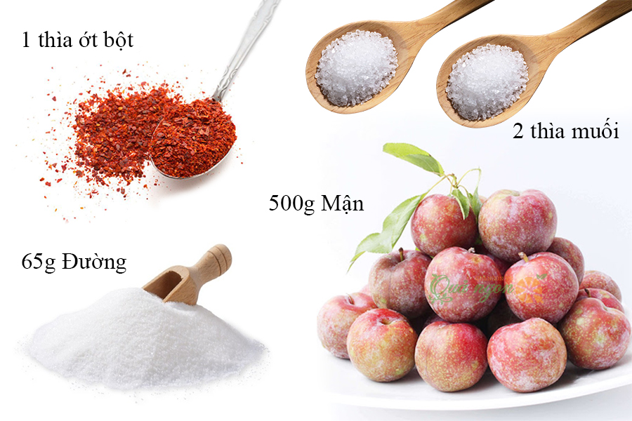 Chuẩn bị nguyên liệu làm mận dầm muối ớt