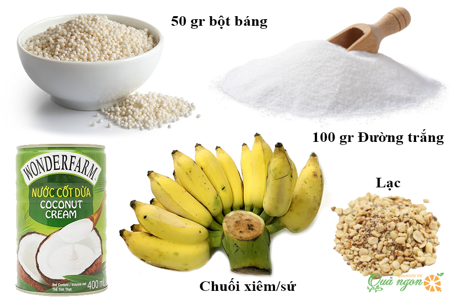 Chuẩn bị nguyên liệu nấu chè chuối nước cốt dừa
