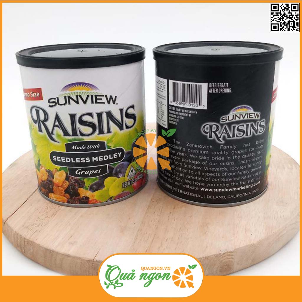 Nho khô Sunview Raisins Mỹ 425g